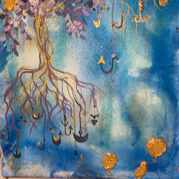 Unframed Original on Canvas in Acrylic & Acrylic Ink suspended Floating Trees - Picture 5 of 5